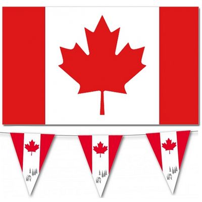 Landen vlaggen versiering set - Canada - Vlag 90 x 150 cm en 2x vlaggenlijn 3.5 meter