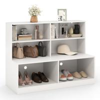 Schoenenkast met 6 Vakken 2-in-1 Combinatie Van Rek & Schoenenbank Moderne Schoenenorganizer