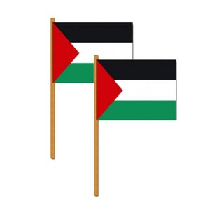 Set van 2x stuks luxe zwaaivlag/handvlag Palestina thema 30 x 45 cm