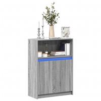 Dressoir met LED 72x34x100 cm bewerkt hout grijs sonoma eiken