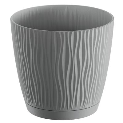 Prosperplast Plantenpot Waves - kunststof - steengrijs - D19 x H18 cm - binnen/buiten - bloempot