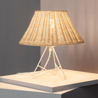 Kleine tafellamp wit met rotan kap schakelaar en E27 fitting &apos;Janice&apos;-Wit
