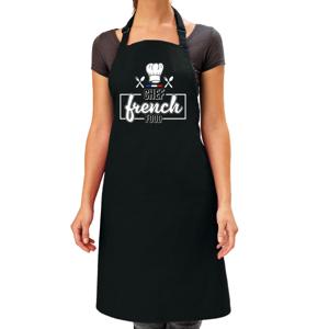 Cadeau schort voor dames - Chef French food - zwart - keukenschort - keukenprinses - Moederdag