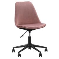 1+1 Gratis Leen Bakker - Bureaustoel Senja - Velvet - Zwart Metaal - Metaal/Velvet - Roze