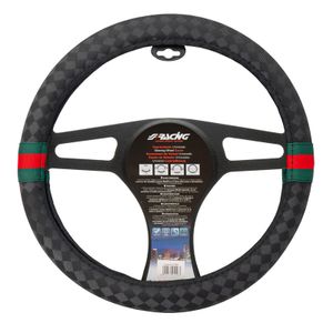 Simoni Racing Stuurwielhoes G-Style- 37-39cm - Zwart/Rood/Groen Eco-Leder SRCVT68