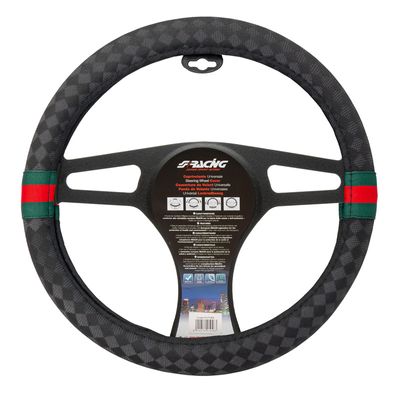 Simoni Racing Stuurwielhoes G-Style- 37-39cm - Zwart/Rood/Groen Eco-Leder SRCVT68