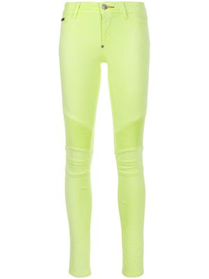 Philipp Plein legging façon jean à effet délavé - Jaune