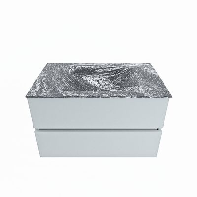 MONDIAZ VICA-DLUX 80cm badmeubel onderkast Clay 2 lades. Inbouw wastafel CLOUD midden zonder kraangat, kleur Lava.