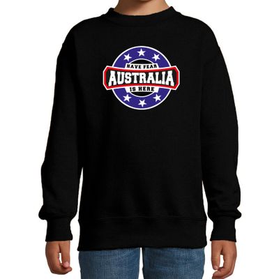 Have fear Australia is here / Australie supporter sweater zwart voor kids Have fear Australia is here / Australie supporter sweater zwart voor kids