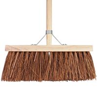 Bezem 37 cm breed natuurvezel haren 140 cm steel Talen Tools - Talentools
