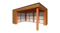 Trendhout Buitenverblijf Capri 490x375 - Plat dak model links- Plat dak- Onbehandeld lariks Douglas hout- Trendhout