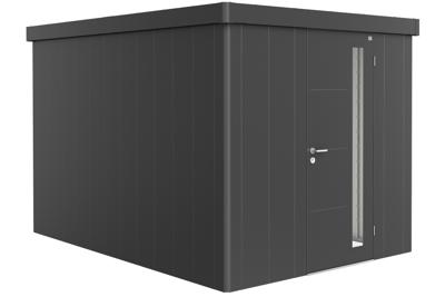 Biohort Metalen tuinhuis Neo - Enkele deur - Donkergrijs - 4B (236x348 cm)- Plat dak- Metaal- Biohort