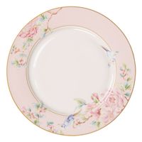 Clayre & Eef Dinerbord Ø 27 cm Roze Wit Porselein Bloemen Eetbord Groot bord Roze Eetbord Groot bord