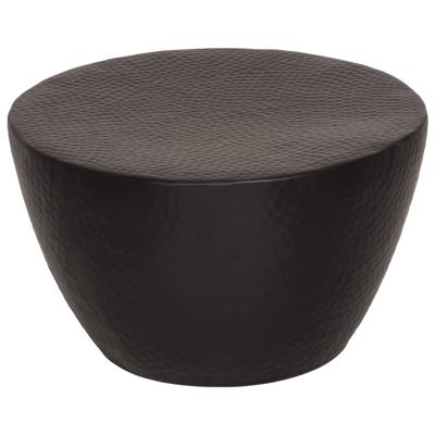 Salontafel Ø 50x30 cm gehamerd aluminium zwart