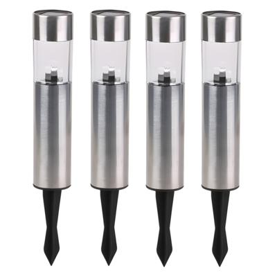 Sunnydays Tuinlampen / prikspot Solar Solento - 4x - zilver - RVS - waterbestendig - 30 cm