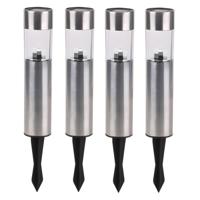 Sunnydays Tuinlampen / prikspot Solar Solento - 4x - zilver - RVS - waterbestendig - 30 cm