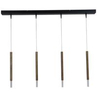 Masterlight Zwarte eettafel hanglampFlute 4-lichts gouden cilinder - 2591-10-100-4-DW