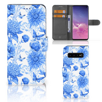 Hoesje voor Samsung Galaxy S10 Flowers Blue - thumbnail