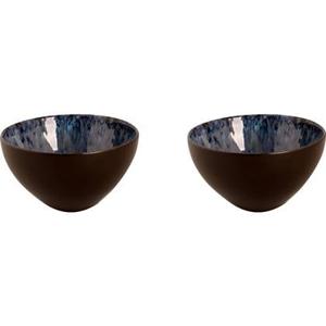 Palmer Schaal Lester 15 cm 80 cl Zwart Blauw Stoneware 2 stuks