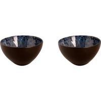 Palmer Schaal Lester 15 cm 80 cl Zwart Blauw Stoneware 2 stuks - thumbnail