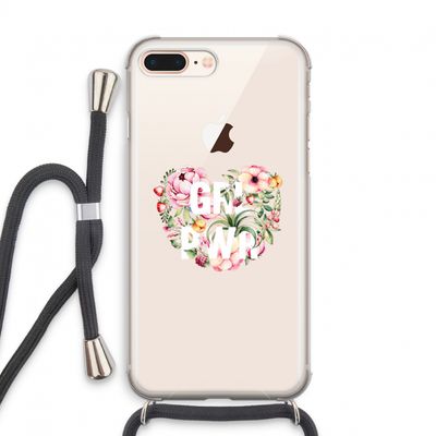 GRL PWR Flower: iPhone 8 Plus Transparant Hoesje met koord