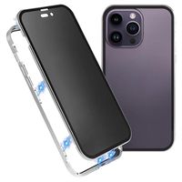 iPhone 15 Pro Magnetisch Hoesje met Privacygehard Glas - Zilver