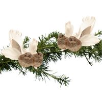 4x stuks decoratie vogels op clip glitter champagne 11 cm