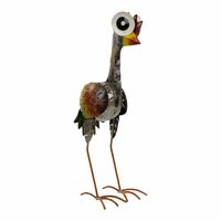 Metalen Vogel Grote Ogen Grijs (L) - thumbnail