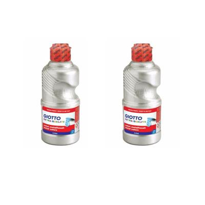 Giotto Hobby verf - 2x - zilver metallic - 250 ml - plakkaatverf - knutselen - schilderen