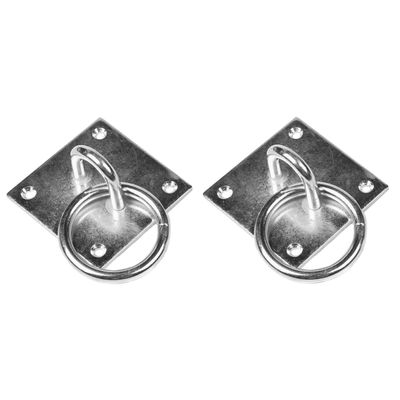 Oogplaat - 2x - 8 cm - met ring - 5 cm - staal verzinkt