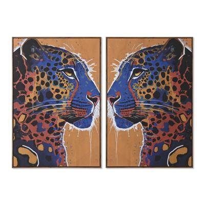 Schilderij Home ESPRIT Luipaard Stads 80 x 4,5 x 120 cm (2 Stuks)
