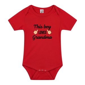 This boy loves grandma kraamcadeau rompertje rood jongens 92 (18-24 maanden)  -