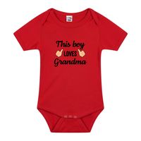 This boy loves grandma kraamcadeau rompertje rood jongens 92 (18-24 maanden)  -