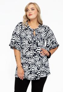 Yoek Tuniek flare frilled sleeves SEA | Zwart | Maat 58/60
