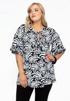 Yoek Tuniek flare frilled sleeves SEA | Zwart | Maat 58/60