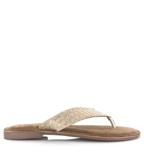 Lazamani Lazamani - Geweven slippers met lichte g Goud Leer Teenslippers Dames