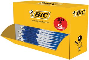 BIC Atlantis Classic Blauw Intrekbare balpen met klembevestiging 36 stuk(s)