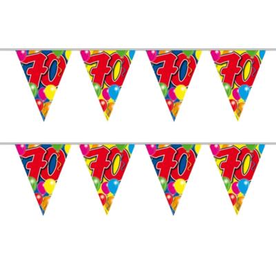 Leeftijd vlaggenlijn - 2x - 70 jaar - 10 meter - verjaardag versiering - vlaggetjes