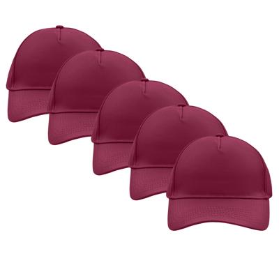 Baseball pet/cap - 5x - bordeaux rood - volwassenen - Voordelige caps - katoen