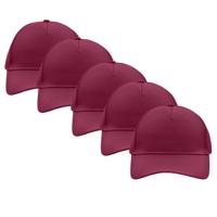 Baseball pet/cap - 5x - bordeaux rood - volwassenen - Voordelige caps - katoen