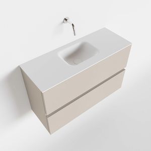 Toiletmeubel Mondiaz Ada | 80 cm | Meubelkleur Linen | Lex wastafel Talc Midden | Zonder kraangat
