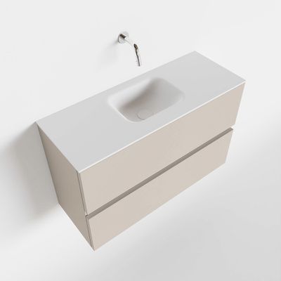 Toiletmeubel Mondiaz Ada | 80 cm | Meubelkleur Linen | Lex wastafel Talc Midden | Zonder kraangat Toiletmeubel Mondiaz Ada | 80 cm | Meubelkleur Linen | Lex wastafel Talc Midden | Zonder kraangat
