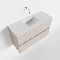 Toiletmeubel Mondiaz Ada | 80 cm | Meubelkleur Linen | Lex wastafel Talc Midden | Zonder kraangat