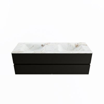 MONDIAZ VICA-DLUX 150cm badmeubel onderkast Urban 4 lades. Inbouw wastafel CLOUD dubbel 2 kraangaten, kleur Frappe.