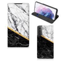 Samsung Galaxy S21 Plus | Standcase | Marmer Wit Zwart - Origineel Cadeau Man