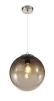 Hanglamp glas bol &apos;Varus&apos; E27 fitting chroom smoke glas 300mm