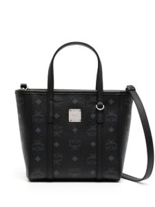 MCM mini sac cabas Toni à logo imprimé - Noir