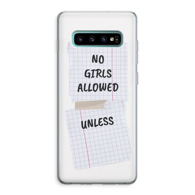 No Girls Allowed Unless: Samsung Galaxy S10 Plus Transparant Hoesje