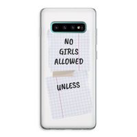 No Girls Allowed Unless: Samsung Galaxy S10 Plus Transparant Hoesje