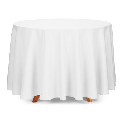 Tafelkleed/tafellaken rond - wit - 230 cm - polyester - Bruiloft tafelkleden